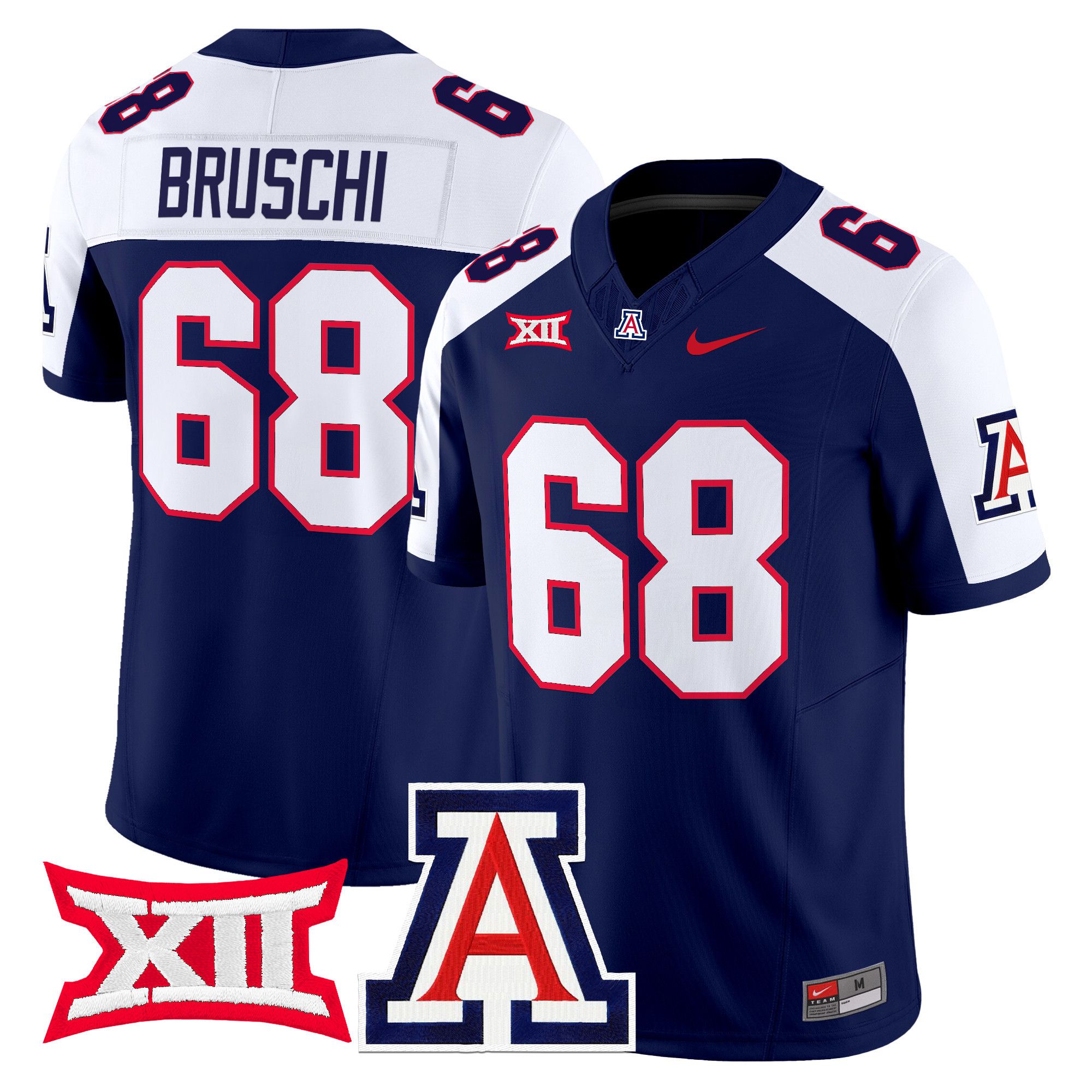 Men Arizona Wildcats #68 Bruschi Blue Nike 2024 Vapor Limited NCAA Jersey
